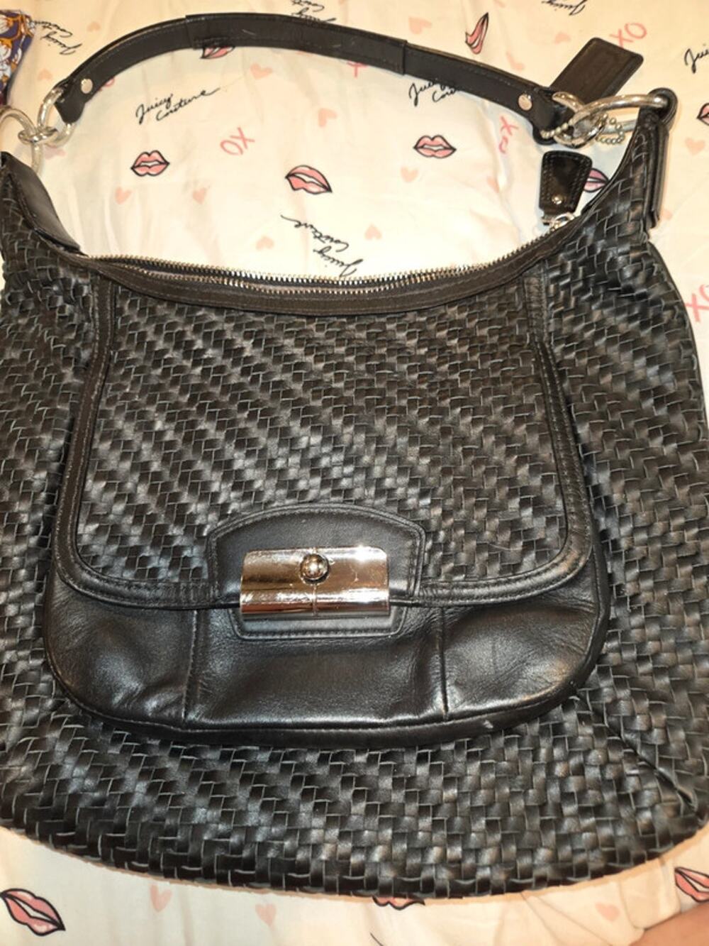vintage y2k Coach Kristin Woven Leather Hobo Bag